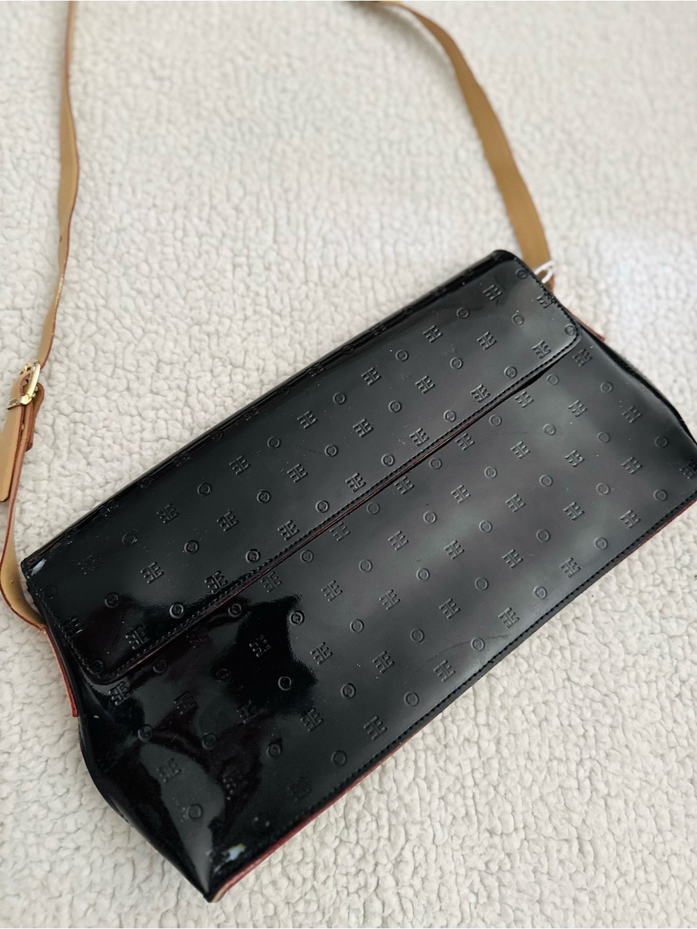 Arcadia Made in Italy leather Shoulder Bag with Tan Strap